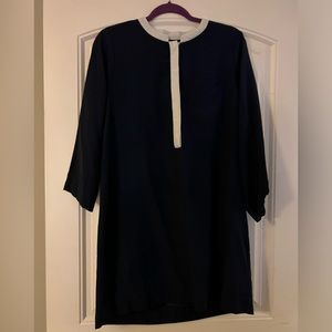 EUC JCrew Navy and Cream long sleeve dress - Size 14